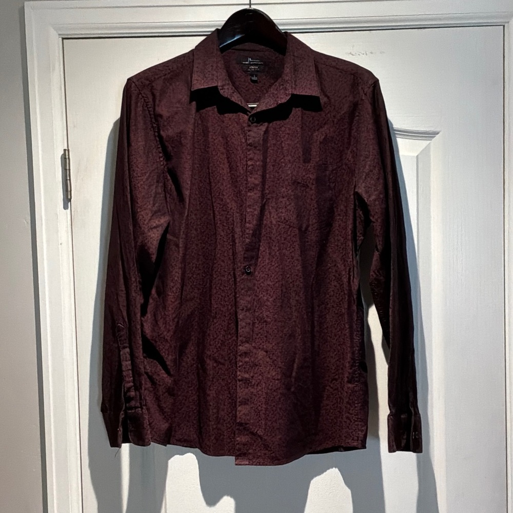 Marc Anthony Dark Burgundy Casual Button Down Shirt